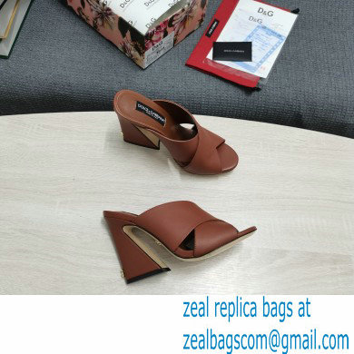 Dolce  &  Gabbana Heel 11cm Mules Calfskin Brown with Geometric Heel 2022